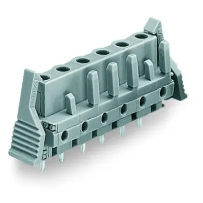 THT female header; 0.6 x 1.0 mm solder pin; straight; Locking lever; Pin spacing 7.5 mm; 3-pole; gray