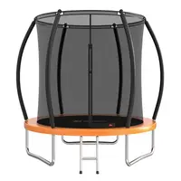 Trambulina, Bebe Stars, Pentru copii, 185 cm, Cu plasa interioara si scara, Cadru galvanizat, 3 ani+, Conform cu EN 71-14:2018 CE, Negru