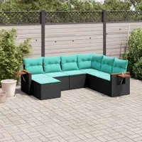 Gossi set canapele de gradina cu perne, 7 piese, negru, poliratan