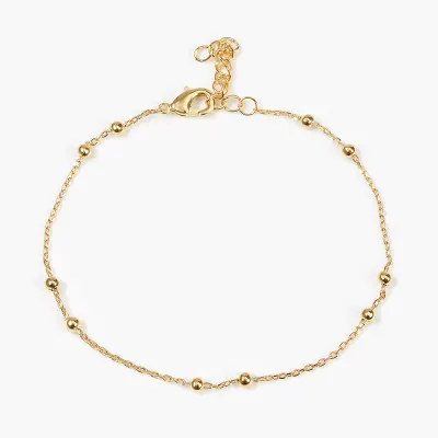 Bratara placata cu aur 14K cu bile decorative si lant fin