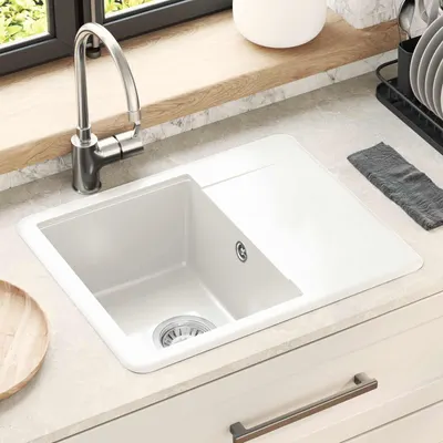 vidaXL Chiuvetă 80% Quartz și 20% Rășină 560 x 460 mm Alb