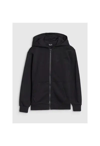 Hanorac pentru fete - Bumbac/Poliester - Cu fermoar - Oversize - Negru