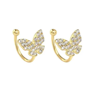 Cercei ear cuffs argint 925, JW1679, model fluture, placat cu aur