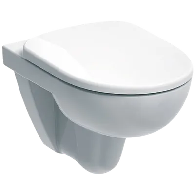 Set vas wc suspendat alb, ceramica sanitara, cu capac din duroplast, soft close, Geberit Selnova