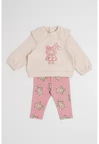 Set de bluza de trening si pantaloni - Roz deschis/Maro nisip
