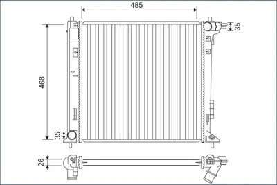 Radiator racire motor potrivit HYUNDAI TUCSON, TUCSON SUV; KIA SPORTAGE IV 1.6-2.0DH 06.15
