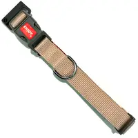 Zgarda caini, bej, din nylon si neopren, reglabila, 23-32 cm x 1.5 cm