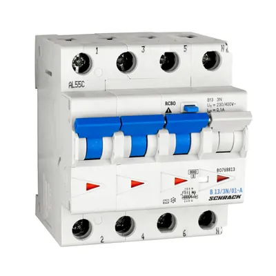 Intreruptor automat+diferential, B13/100mA, 6kA, tip A, 3P+N