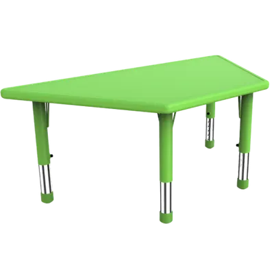 Masa trapezoidala verde din plastic reglabila marimea 1-3 pentru gradinita