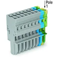 1-conductor female plug; 4 mm²; 10-pole; 4,00 mm²; gray, blue, green-yellow