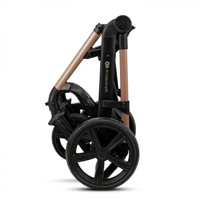 Carucior pentru copii Kinderkraft Moov 2 eva Sand Beige 4 in 1, multifunctional, cu suspensii, spatar reglabil, maner ajustabil, accesorii