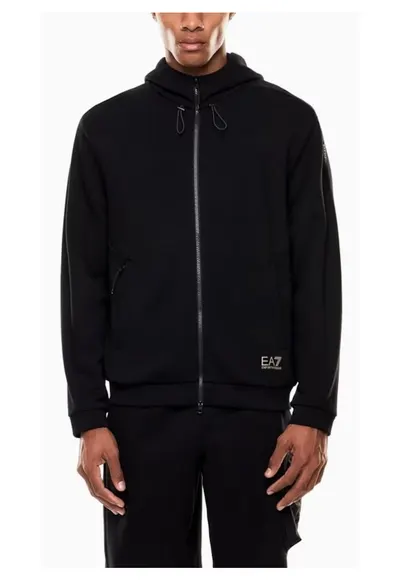 Bluza cu fermoar barbati TRAIN ATHLETIC MIX M HOODIE FZ COPL - Bumbac - Negru - Negru