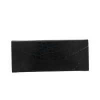 Etui rigid pentru ochelari negru cu textura croco