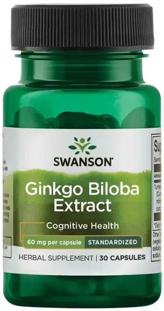 Ginkgo Biloba Extract, 60 mg, 30 capsule, Swanson