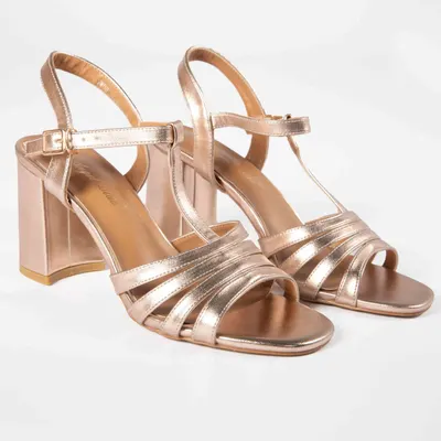 Sandale Elegante cu Toc din Piele Ecologica CRL0146