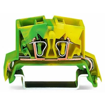 4-conductor Mini rail-mount terminal block; 2.5 mm²; center marking; for DIN-rail 35 x 15 and 35 x 7.5; CAGE CLAMP®; 2,50 mm²; green-yellow