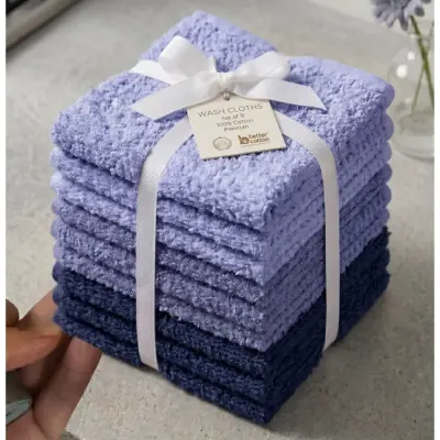 Set 9 prosoape mici 30x30cm, din 100% bumbac pakistanez, 350g, Rice, Albastru