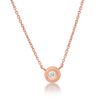 Lant cu pandantiv din aur roz cu diamant de 0.033ct