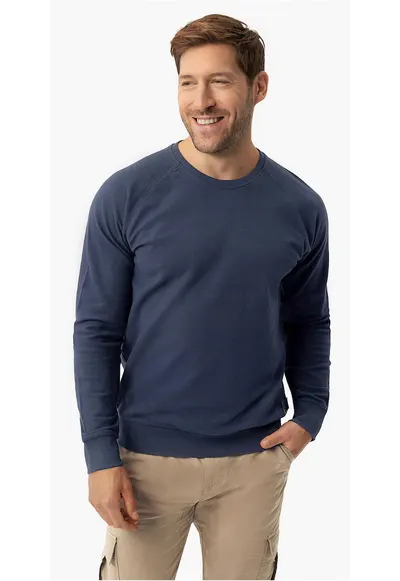 Bluza de trening din bumbac cu textura - B-Lion - albastru marin melange - Bleumarin