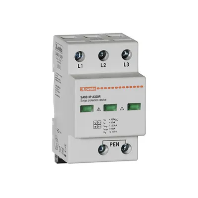 Descarcator tip 1 si 2 modnobloc, IEC IMPULSE CURRENT IIMP (10/350ΜS) 12.5kA PER POLE, 3P. Cu contact comanda de la distanta