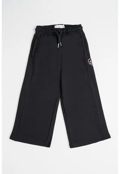 Pantaloni de trening cu logo si snururi - Negru/Roz