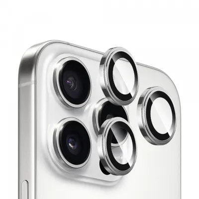 Folie de protectie Camera Spate Blueo Sapphire Crystal pentru Apple iPhone 16 Pro Max / 16 Pro, Sticla Securizata, Argintie
