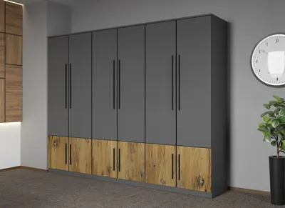 Dulap dormitor Gri cu Flagstaff Oak 247,4 x 192,5 cm - Sidney
