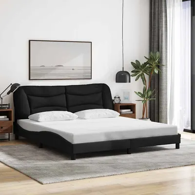 vidaXL Cadru de pat fără saltea, Hvar, negru, 180x200 cm, textil
