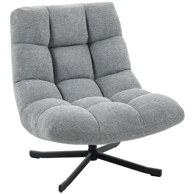 HOMCOM Fotoliu de salon fără brațe, scaun pivotant din țesătură chenille impermeabilă, șezut lat, 75 x 95 x 90 cm, gri | Aosom Romania