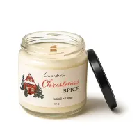 Lumânare parfumată din ceară de soia – Christmas Spice · portocală & cuișoare, fitil din lemn - 180g