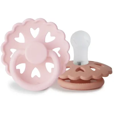 FRIGG Fairytale Round Silicone 2-Pack Size 1 suzetă The Snow Queen/The Princess and the Pea 2 buc
