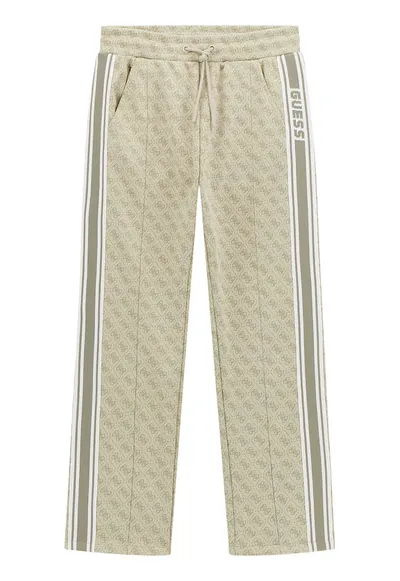 Pantaloni de trening cu model monograma - Verde pal/Alb murdar