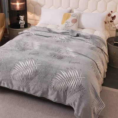 Patura Pufoasa CoCoLiNo, Jojo Home, 200x230cm, Gri, frunze