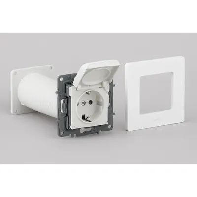 Pachet doza fatada pentru termosistem cu priza schuko IP44 si rama ornament – montaj exterior etans si rezistent UV