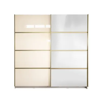 Gold Dulap 2000 Crem cu usi MDF Lucios si Oglinda + 2 Comode