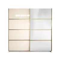 Gold Dulap 2000 Crem cu usi MDF Lucios si Oglinda + 2 Comode