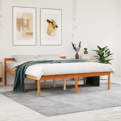 Gossi pat pentru seniori, maro ceruit, 160x200 cm, lemn masiv de pin