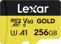Card de memorie Lexar - GOLD, 256GB, microSDXC, UHS-II, C10, A1, V60, U3
