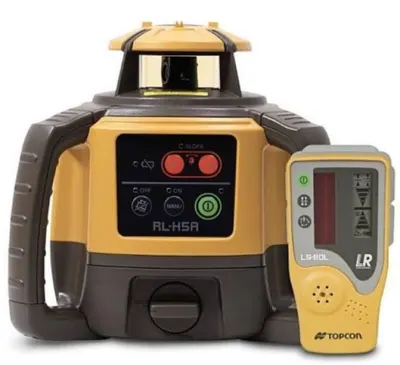 Pachet Nivela laser rotativa de constructie multifunctionala RL-H5A (1 plan orizontal/inclinat, pantă manuală) cu trepied si stadie - Topcon