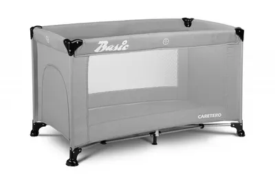 Patut pliabil pentru copii Caretero Basic Grey cu un nivel,fereastra acces cu fermoar, saltea pliabila 120x690 cm si geanta transport incluse, greutate admisa 15 kg, dimensiune 125x66x75.5 cm