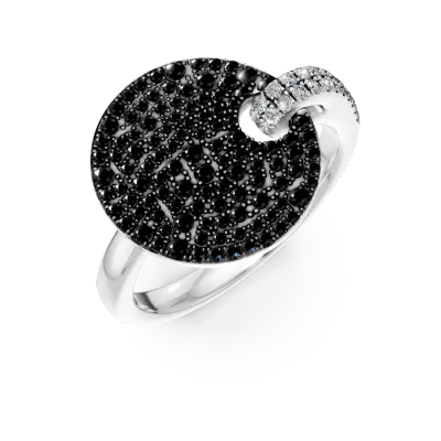 Inel din aur alb cu diamante negre si incolore de 0.87ct
