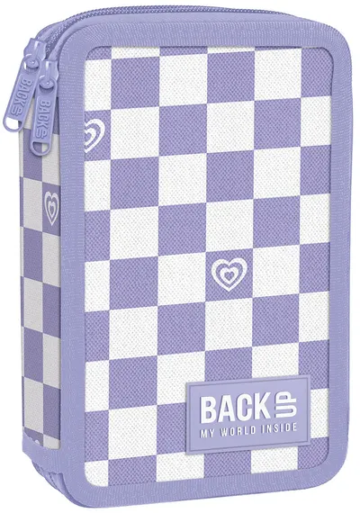 Penar cu rechizite BackUp DW - Purple Chess, cu 2 fermoare