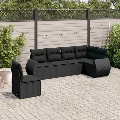 Gossi set mobilier de gradina cu perne, 6 piese, negru, poliratan