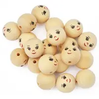 Capete papusi din lemn cu fata, 20 buc, 30 mm