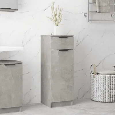 vidaXL Dulap de baie, gri beton, 32x34x90 cm, lemn compozit