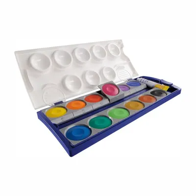 Acuarele pastila, in carcasa, 12culori/set (30mm) detasabile, cu alb de zinc, K12 Pelikan