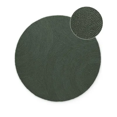 Covor verde închis țesut manual rotund din lână ø 200 cm Calmio – Hanse Home