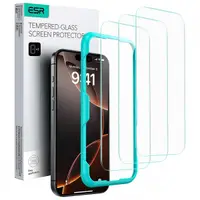 Folie de protectie Ecran ESR pentru Apple iPhone 17 / 16 Pro, Sticla Securizata, Full Glue, Set 3 bucati, Neagra