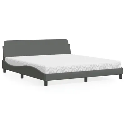 vidaXL Pat cu saltea, Dover, gri închis, 180x200 cm, textil
