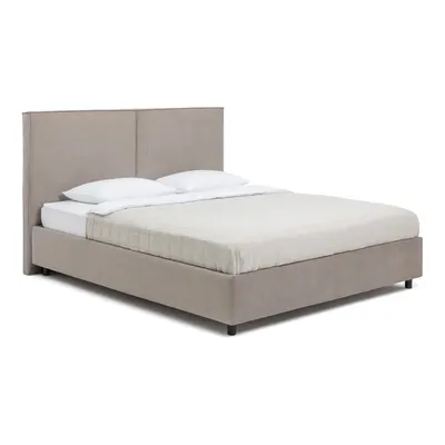Pat matrimonial taupe tapițat cu spațiu de depozitare cu somieră 180x200 cm Myra Bold – Bonami Selection